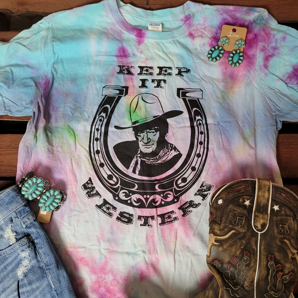 Keep It Western Tie Dye Shirt NWOT